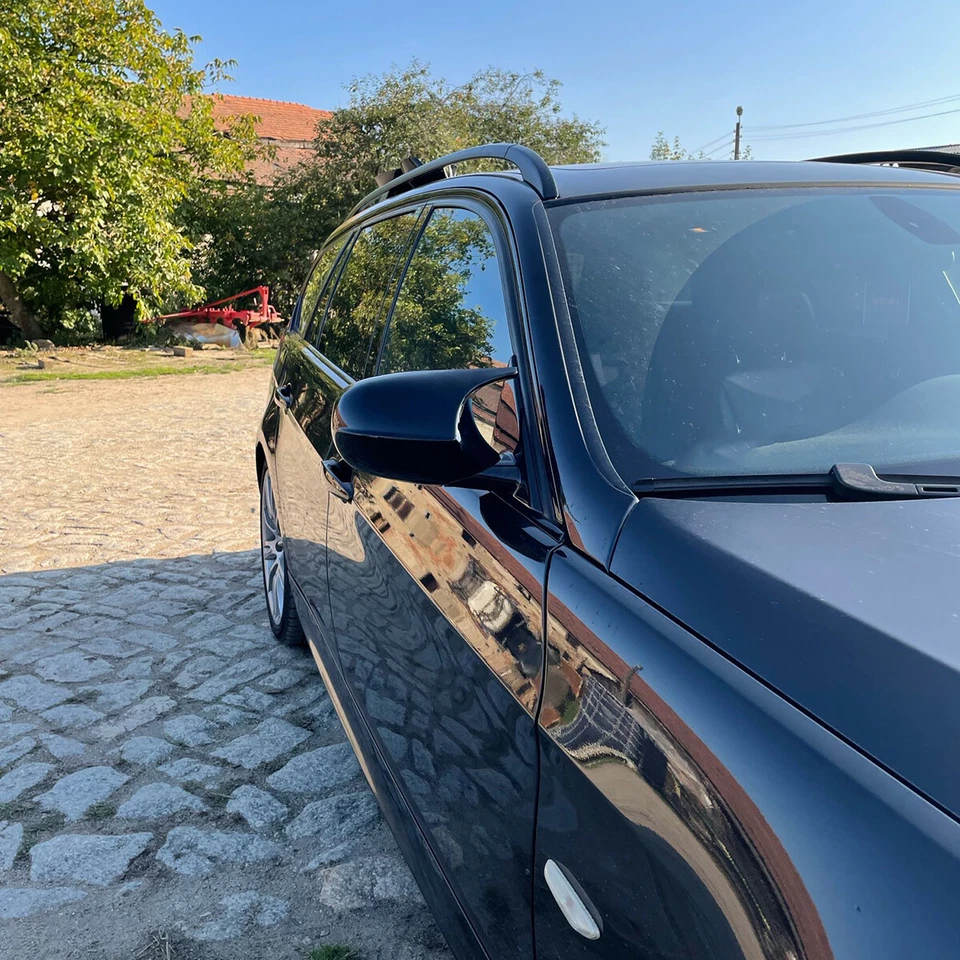 2x Gloss Black Wing Side Rearview Mirror Caps Cover For BMW E90 E92 E82 E87 LCI - Image 3 of 4