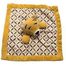 Levtex Baby YELLOW AND GRAY TIGER CUB DIAMOND PATTERN LOVEY Security Blanket