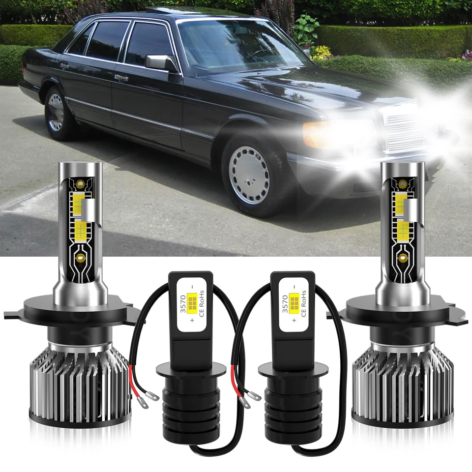 Faro LED luz antiniebla haz alto bajo para Mercedes-Benz 350SD 1991 6500K Foto 2 de 4