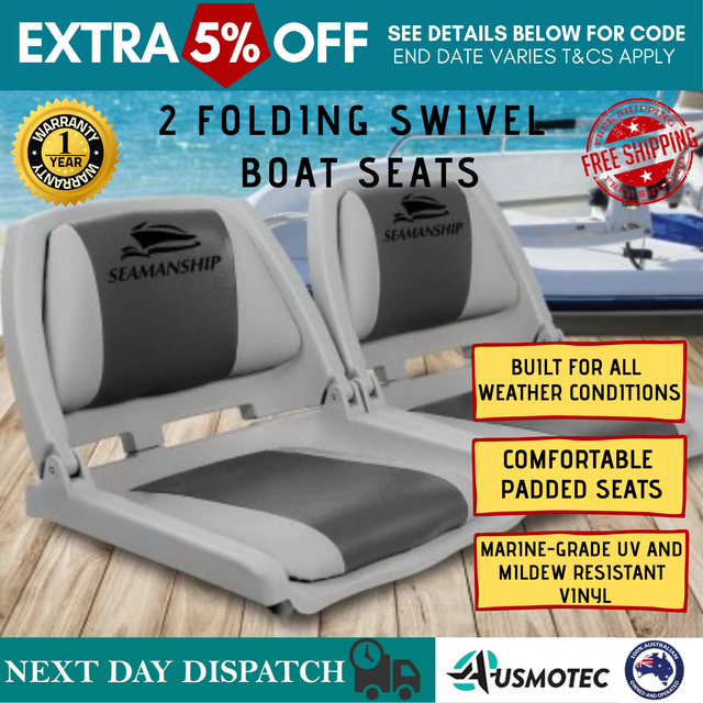 Set Of 2 Swivel Folding Marine Boat Tinny Fishing Boat Seats Uv