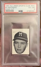 EDDIE MATHEWS 1955 ALL AMERICAN PSA 6 ! *INSANELY TOUGH / *RARER~*TOPPS ! WOWZER