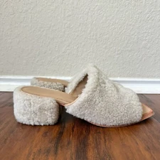 WAL & PAI Itasca Shearling Heeled Sandals Womens EU 40 US 9-9.5 Natural Open Toe
