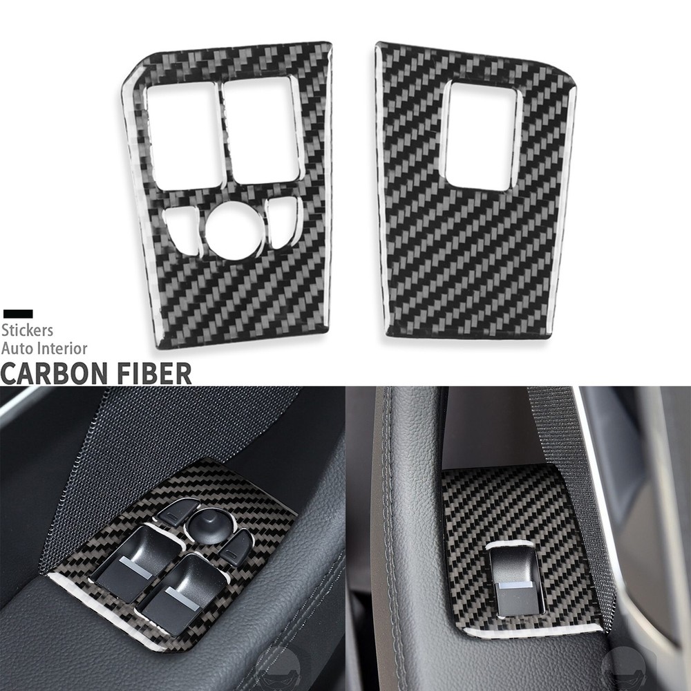 Real Carbon Fiber Window Lift Switch Button Cover Trim For Jaguar F-Type 2013-24
