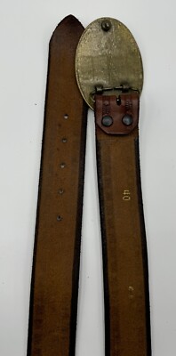VTG Allison Daniel Design Victorian Cameo Oval Buckle Brown Leather Belt M Allison Daniel Designs Brown Tooled Leather Oval Black  main image 3