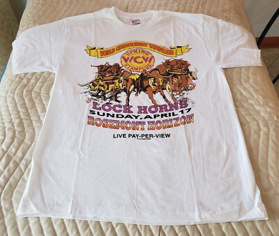 Brand new vintage Hanes brand, ''1994 WCW SPRING STAMPEDE LOCK HORNS'' t-shirt