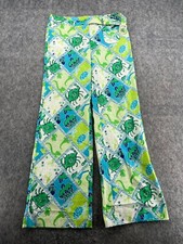 Vintage Lilly Pulitzer Green White Starfish Crabs Turtle Cocktail Capri Pants 4