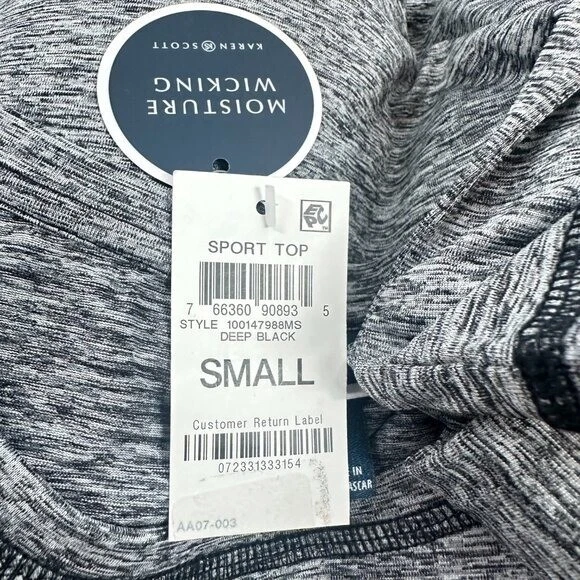¡NUEVO! Camisa Deportiva Karen Scott Gris/Negro Pequeña Absorbe Humedad Poliéster Corta S Foto 3 de 4