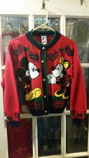 VINTAGE Mickey  Minnie Mouse Walt Disney Knit Cardigan Sweater Kids Medium