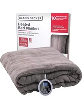 BLACK+DECKER Heated Blanket Electric Full, Micro Plush Electric Blanket, Heating