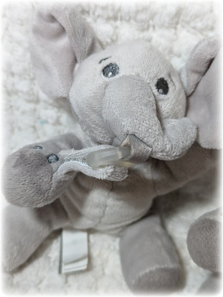 2 soportes para chupetes Philips Avent Elephant Lovey felpa calmante acurrucarse sin Paci Foto 3 de 4