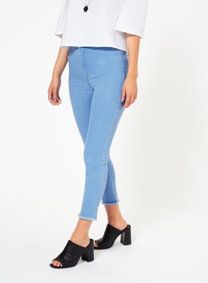 high waisted frayed hem jeans