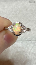  140B- .75ct Genuine Ethiopian Welo Opal set in a Size 9 Sterling Silver Ring