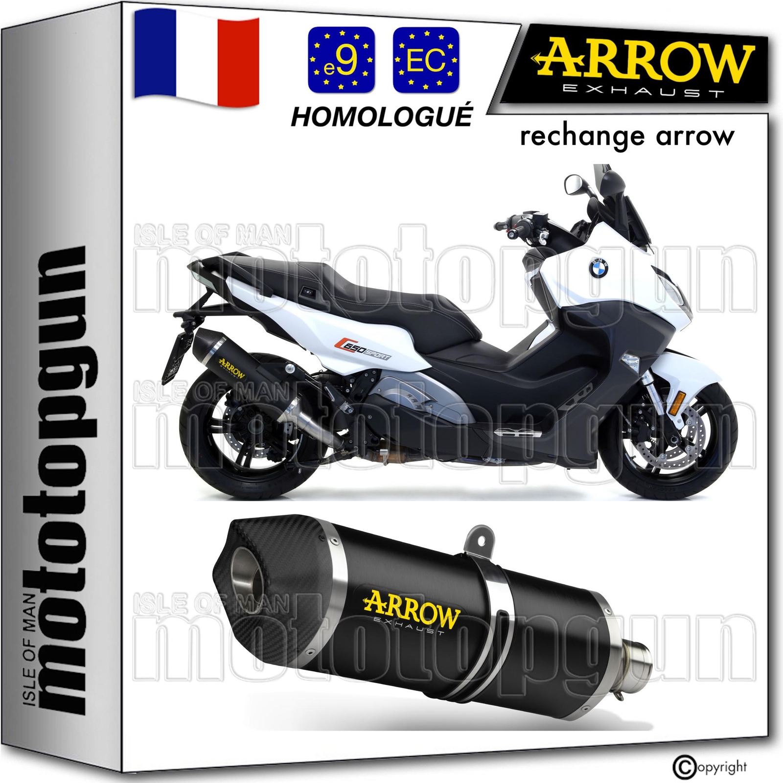 Ligne échappement Arrow C-Race-Tech pour BMW C650 Sport 2017 avec réduction de poids