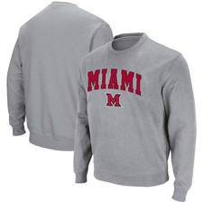 Men's Colosseum Heathered Gray Miami University RedHawks Arch & Logo Tackle