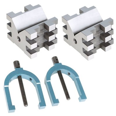 Multi-Use 2-3/8'' x 2-3/4'' x 2'' V-Block and Clamp Set Hardened Steel Precision US