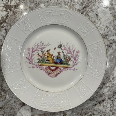 SP Dresden Porcelain Chinoiserie Hand Painted Dinner Plate 9 1/2 