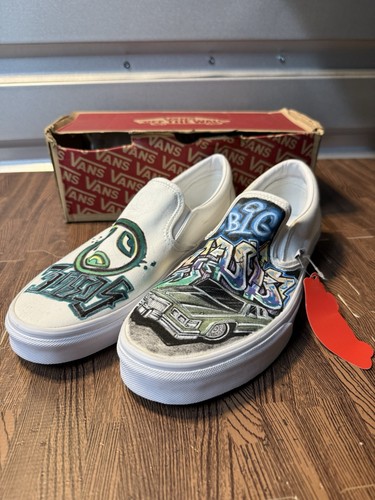 VANS Custom Hand-Painted Shoes M 11.5 Color Slip On Patchwork