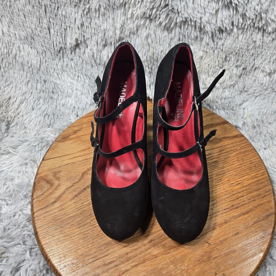 Madeline Bertram Mujer Talla 9M Retro Negro/Rosa Caliente Tacones de Aguja Gruesos Altos Foto 2 de 4