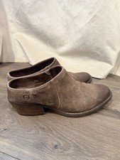 Born Starr Shoes Women's 8.5M Brown Suede Distressed Mule Clog Slip On Comfort