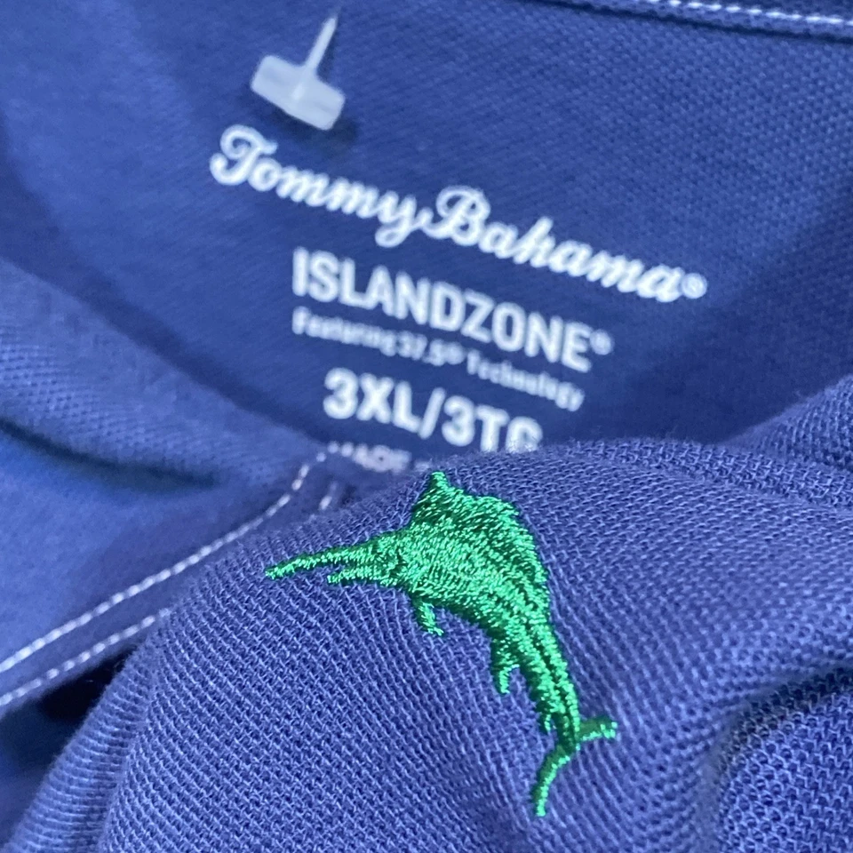 Camisa Polo Tommy Bahama IslandZone Para Hombres 3XL Azul Absorbe Humedad Golf Playa Foto 3 de 4