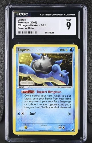 Pokemon Lapras EX Legend Maker 8/92 Reverse Holo CGC 9 Mint