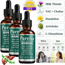 5PCS Purelia Liver Restore Drops   Complete Liver Detox Support Supplement 60ml