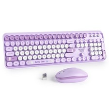 Ussixchare Wireless Keyboard and Mouse Combo, Cute Typewriter Keyboard with N...