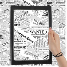 5X Full Page Magnifying Glass for Reading, Lightweight Rectangular Magnifier Pro