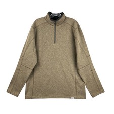 Mens Large Beige Quarter Zip Pullover Sweater Casual Long Sleeve Top