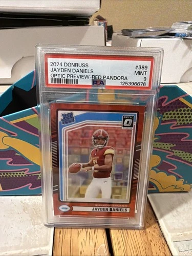 2024 Panini - Jayden Daniels #389 Optic Preview Red Pandora Prizm (RC) PSA 9