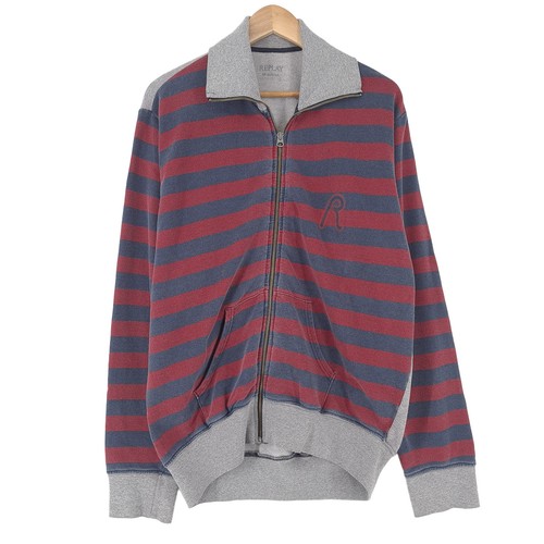 Replay, Replay Vintage Striped Collar Zip Sweatshirt Regular Fit Men, Size XL