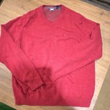 IZOD Men's Knit Pullover Sweater V-Neck Red Solid Long Sleeve XL Regular