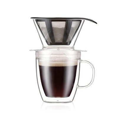 BODUM POUR OVER Coffee Maker Plastic Drip Coffee Maker 350ml Clear Stainless