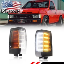 2X OE-Style Full LED Corner Side Marker Signal Light For 90-97 Nissan D21 Pickup