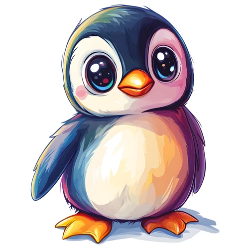 Cute Penguin Chibi Colourful Animal Self Adhesive Sticker