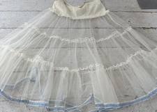 Vintage 1950s Tulle Crinoline Skirt With Blue Trim
