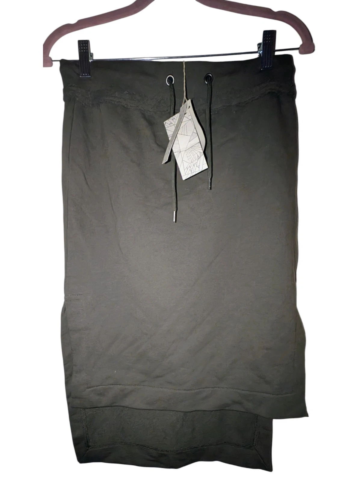 GREY STATE Lena Midi Skirt - Desert Palm Cotton Asymmetric Drawstring Size 1