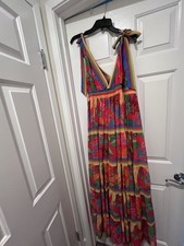 Fashion Nova Multicolor Floral V-Neck Maxi Dress Lined Tie Straps XL