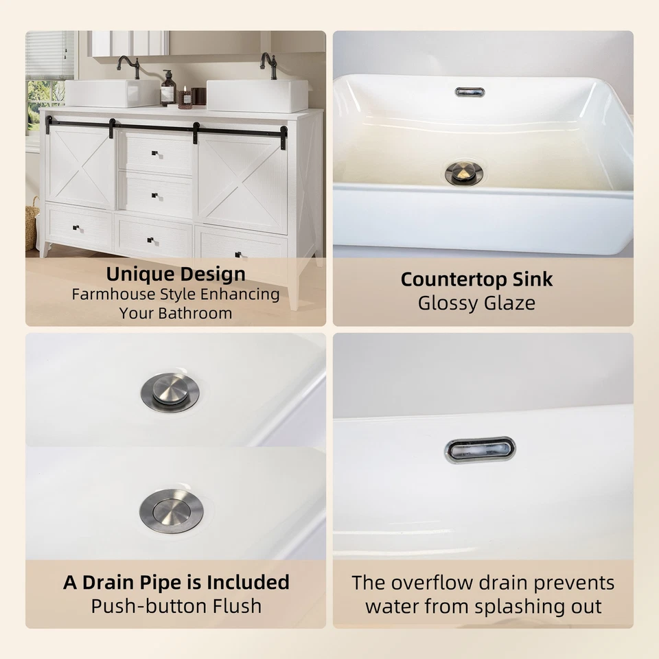 Juego de 5 cajones combo lavabo lavabo baño independiente grande de 60" Foto 3 de 4