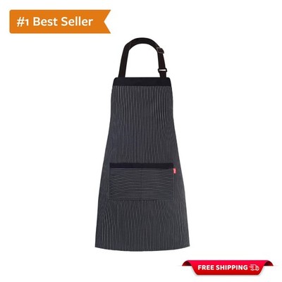 Professional Chef Apron in Black/White Pinstripe   Comfortable, Stylish 32''x28''