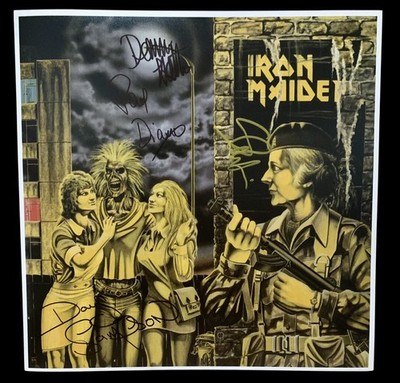 SIGNIERT IRON MAIDEN PAUL DIANNO STEVE HARRIS DENNIS STRATTON DOUG SAMPSON 12X12