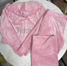  199 NWT Size M JUICY COUTURE BLING Velour TRACKSUIT -Rose Pants Hoodie