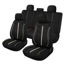 Breathable Premium Car Seat Covers 3D Air-Mesh Seat Covers Full Set Black/Beige