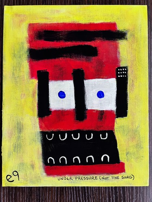 #ad e9Art 8x10 #x27;under pressure not the song #x27; outsider art brut primitive abstract $26.95