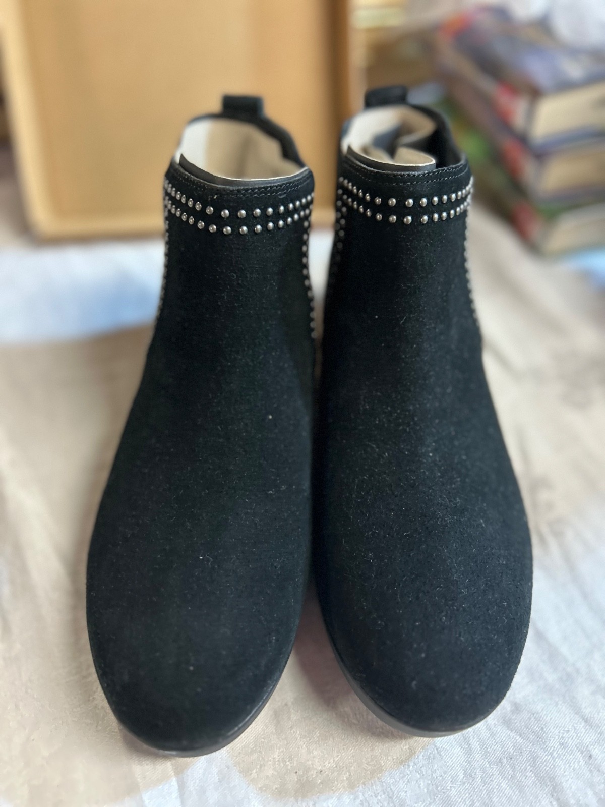 NIB FitFlop SuperChelsea Black Suede Studded Pull On Ankle Boots US 9 image 3