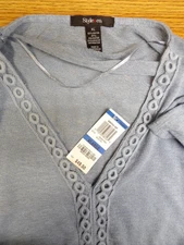 Ladies Style & Co Top Sweater Pullover Size XL Poly Rayon Blue Fog New with Tags