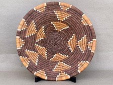 Vintage, 1980s, Handwoven 13” Botswana Coil Grain Winnowing Basket, Sienna Umber