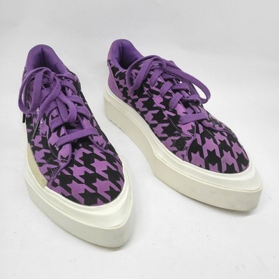 Adidas Womens Hypersleek Purple Houndstooth Pattern Platform Sneakers US 8.5