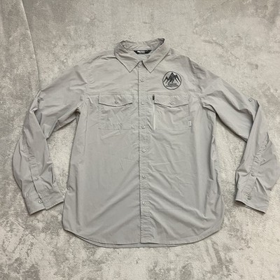Outdoor Research Way Station Shirt Men XL Gray Roll Tab Hiking Utility