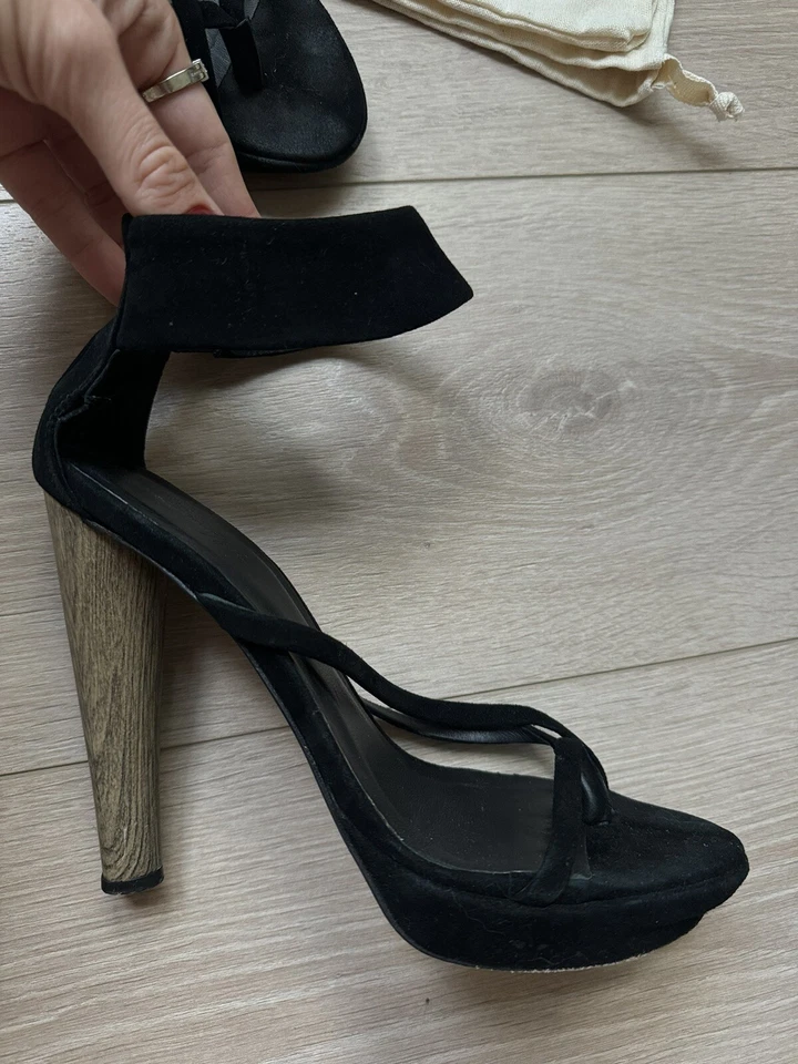 BCBG MAXAZRIA Jasmin Black Suede Ankle Cuff Open Sandals Women's Size 8.5 M - Image 4 of 4